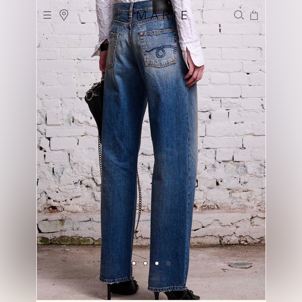 R13 ALICE SLIM STRAIGHT LEG JEANS IN AMBER BLUE - Picture 3 of 10